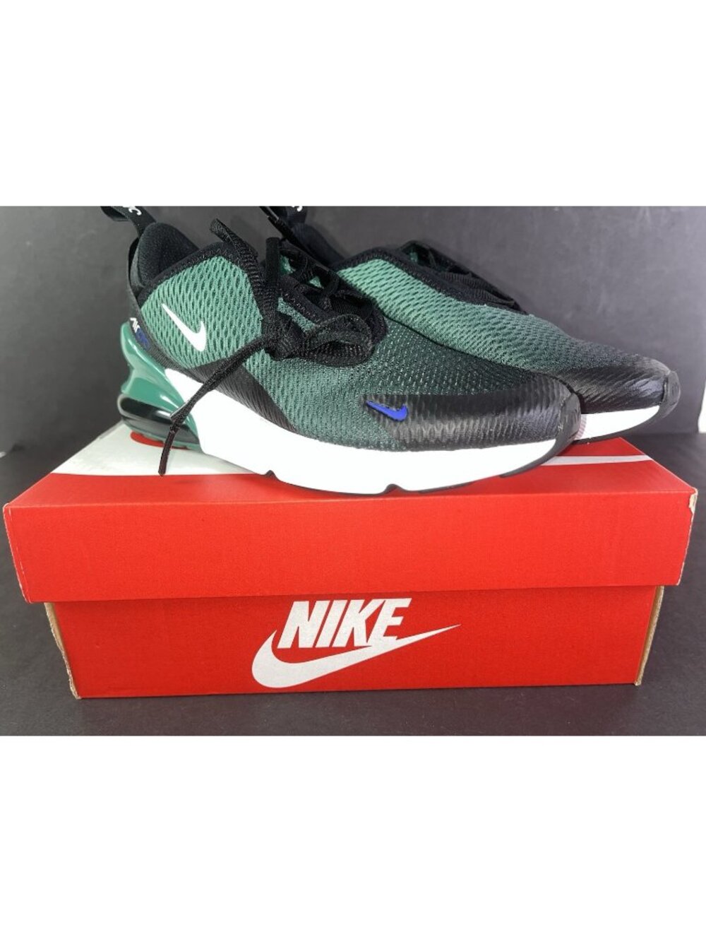 Nike Air Max 270 Shoes Youth Size 3Y Green Black Running Sneakers AO2372-042